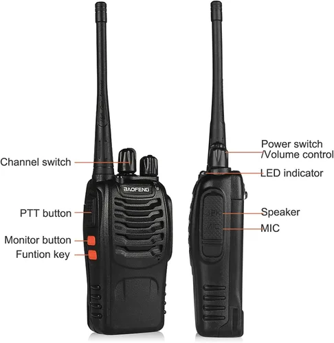 Vista 2 de BAOFENG BF-888S Walkie Talkies para adultos de largo alcance profesional de mano de 16 canales de radio bidireccional con auriculares, batería