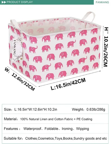 Vista 2 de FANKANG - Canasta plegable de almacenamiento para guardería, con revestimiento de polietileno impermeable, de grand tamaño, para niños y niñas