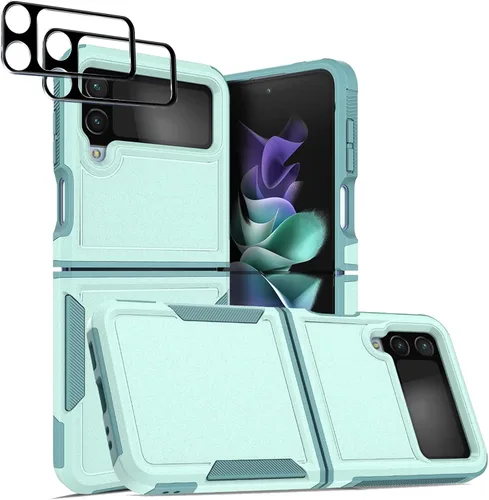 Vista 15 de Jeylly Funda para Samsung Z Flip 3, Z Flip 4, de grado militar, a prueba de golpes, con soporte estable, protección de bisagra, cubierta resistente