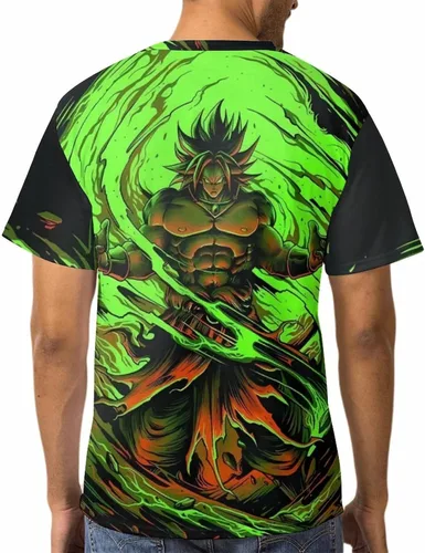 Vista 3 de Saiyajin Broly - Camisetas casuales para hombre, manga corta, unisex, cuello redondo, camisetas para jóvenes y adultos