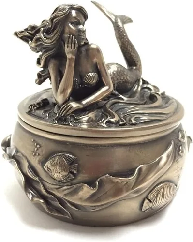 Vista 2 de SUMMIT COLLECTION Art Nouveau - Joyero y joyero adornado con diseño de sirena de bronce antiguo