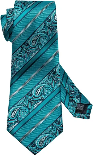 Vista 175 de Barry.Wang - Juego de corbata de seda para hombre, diseño de cachemira, pañuelo y gemelos de bolsillo
