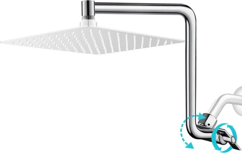 Vista 10 de Brazo de extensión de cabezal de ducha tipo lluvia, brazo de extensión de ducha de metal de 12 pulgadas, extensor de cabezal de ducha curvado