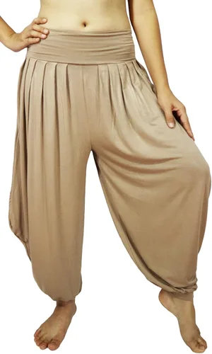 Vista 27 de Lovely Creations Pantalones holgados con cintura elástica y harem Aladdin para mujer