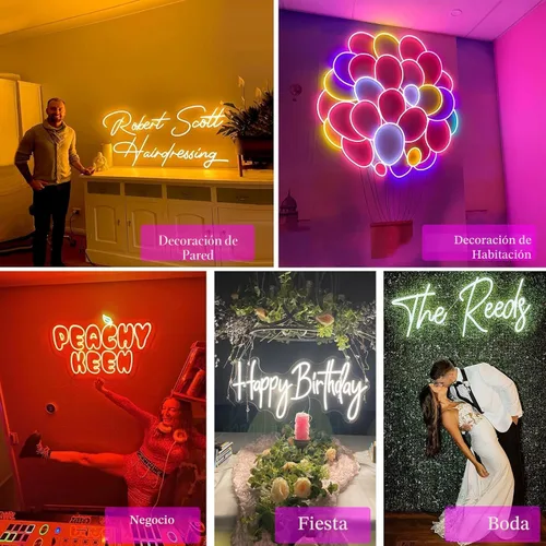 Vista 4 de Letreros de neón personalizados para decoración de pared, letrero de neón personalizado grande con atenuador, letrero luminoso personalizado, regalo