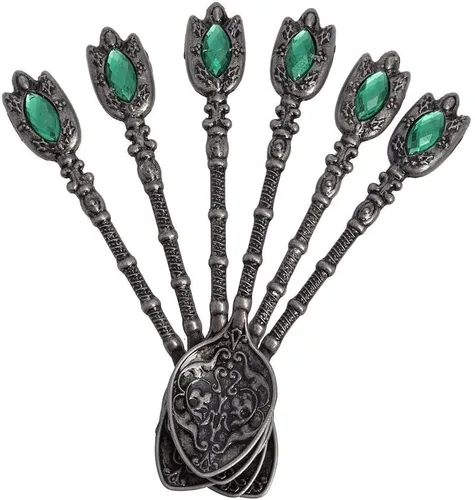 Vista 4 de Alisveristime Halkali - Juego de té turco con bandeja, 6 tazas, 3.4 fl oz (negro)