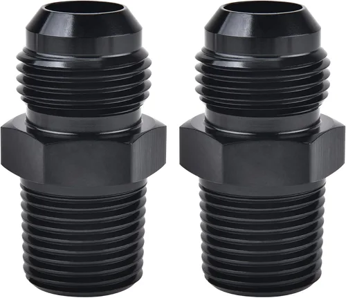 Vista 27 de EVIL ENERGY 3AN macho acampanado a 1/4" NPT tubo adaptador de ajuste de 90 grados aluminio negro 2 piezas