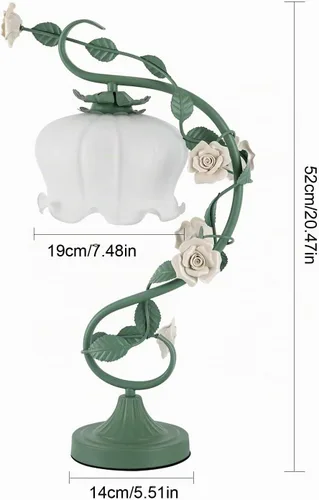 Vista 7 de TFCFL Lámpara de Mesa de Flor de Rosa para Dormitorio, Lámpara de Escritorio de Vidrio Manchado Elegante Lámpara de Mesa Enchufable Luz de Mesita