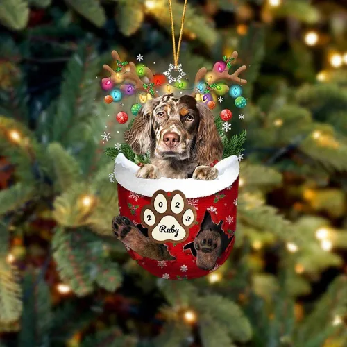 Vista 46 de Adornos personalizados de Pug cervatillo – Decoración personalizada para árbol de Navidad con patas de bolsillo de nieve