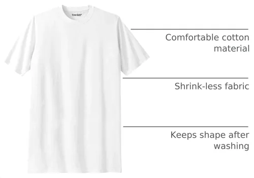 Vista 4 de KingSize Big & Tall - Camiseta ligera, sin encogimiento, con cuello redondo para hombre Blanco