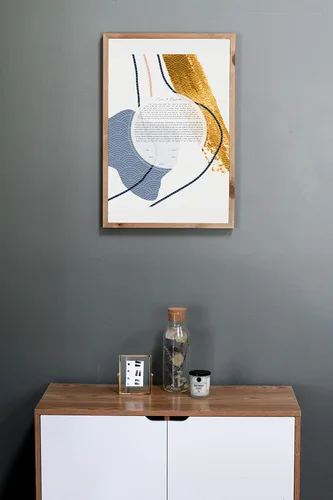 Vista 7 de Maybie & Co. Arte abstracto azul y dorado V2 Modern Ketubah enmarcado personalizado Contrato de amor de arte judío Contrato de matrimonio