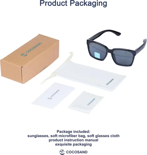 Vista 2 de COCOSAND Lentes de sol polarizados para niños, protección UV 400, retro, cuadrados, futuristas, para jóvenes, adolescentes, niños y niñas de 5 a 12