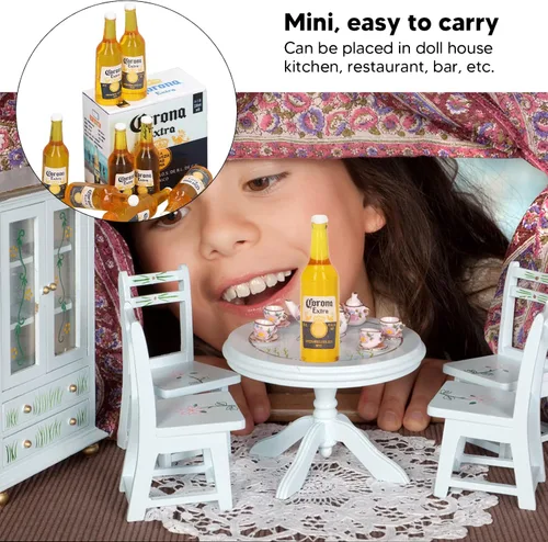 Vista 3 de Botellas de cerveza en miniatura, accesorios multiusos para casa de muñecas 1:12, detalles vívidos para regalos