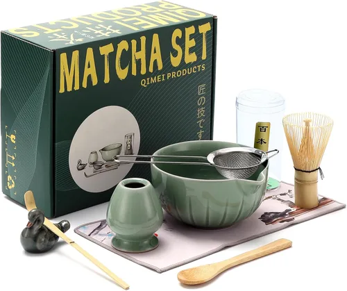 Vista 2 de Accesorio de ceremonia de matcha, batidor de matcha glaseado temmoku, cuchara tradicional (chashaku), cuchara de té, soporte para batidor, 1 tazón
