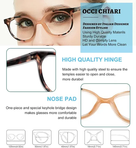 Vista 4 de Occi Chiari - Lentes de lectura para mujer 1.0 1.25 1.5 a 6.0, Marrón, 100