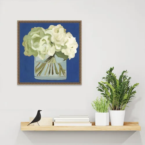 Vista 6 de Amanti Art Lienzo enmarcado para pared, 16 x 16 pulgadas, hortensias blancas II por Emma Scarvey, lienzo enmarcado para pared, obras de arte