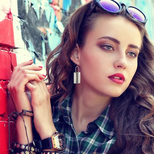 Vista 2 de Pendientes bohemios colgantes vintage de varios metales para mujer, Metal, Ágata
