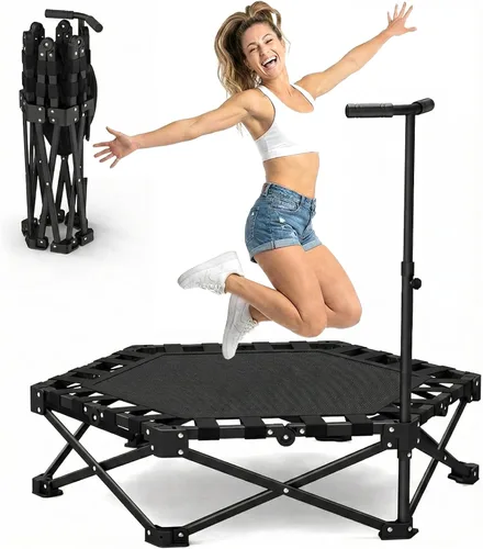 Vista 10 de Mini trampolín plegable de 42 pulgadas con mango ajustable de 5 niveles