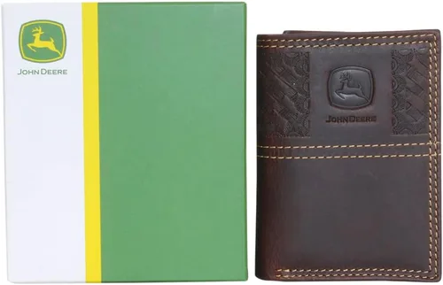 Vista 4 de John Deere Billetera Acceso Hombre Marrón Tri-Fold Cuero Passcase, Marrón
