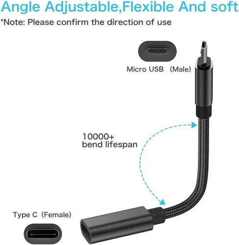 Vista 2 de Adaptador USB C a Micro USB, KUXIYAN (paquete de 2) Tipo C hembra a Micro USB Macho, conector de carga y sincronización compatible con Samsung