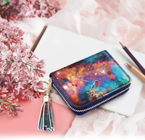 Vista 8 de Billetera pequeña para tarjetas de crédito RFID con purpurina linda para mujer