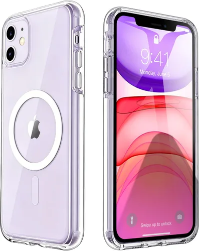 Vista 14 de ULAK Funda transparente compatible con iPhone 11 con borde de color Negro