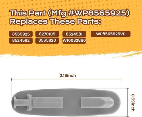 Vista 2 de WP8565925 - Tope de riel para lavavajillas compatible con Whirlpool Maytag Kenmore KitchenAid Crosley, etc., tope superior de riel deslizante