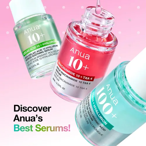 Vista 6 de Kit de viaje de tamaño mini de suero facial Anua Discovery Trio, con ácido hialurónico, niacinamida y ácido azelaico, set de regalo hidratante