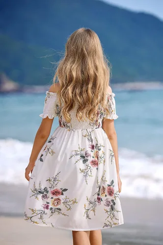 Vista 4 de Arshiner Vestido casual de verano floral sin mangas para niñas de 4 a 13 años