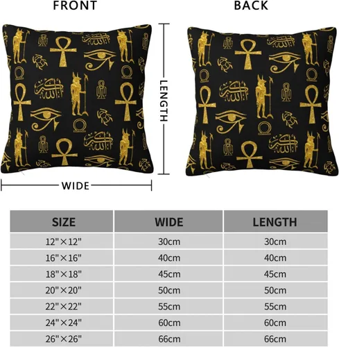 Vista 4 de Funda de almohada cuadrada de 12 x 12 pulgadas, diseño de cruz de Ankh de Ankh, dorada, Allahu Akbar, funda de cojín cuadrada decorativa