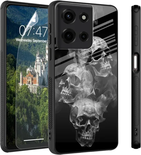 Vista 45 de Funda para Motorola Moto Edge 2022, cubierta trasera de vidrio templado con protector de pantalla, funda protectora a prueba de golpes para Motorola