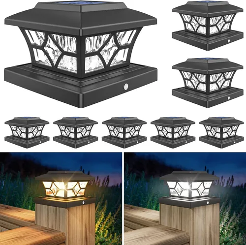 Vista 8 de VOLISUN Luces Solares para Postes de Exteriores, Luces Solares para Postes de Valla 4x4 Vinilo/Madera, Luz Solar Negra Impermeable para Poste