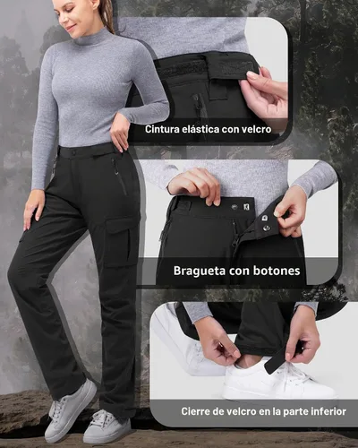 Vista 4 de 33,000ft Pantalones de lluvia para mujer, impermeables, ligeros, transpirables, pantalones de lluvia para senderismo Breathable, Lightweight Negro