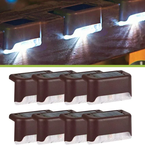 Vista 13 de EROCK Paquete de 8 luces solares para terraza, luces LED solares impermeables para escalones, exteriores, para escaleras, cubiertas, patios