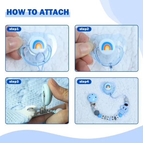 Vista 6 de SCOM Juego de accesorios para muñecas Reborn – Chupetes magnéticos transparentes arcoíris y biberones reutilizables extraíbles para muñeca bebé