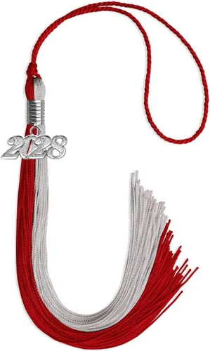 Vista 24 de Endea Graduation Borla de doble color con gota de fecha plateada (negro/oro antiguo, 2025)
