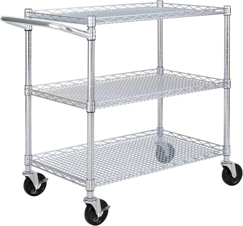Vista 14 de Seville Classics carro utilitario de servicio de grado comercial ultra duradero certificado por la NSF, de 3 niveles, 86 cm de ancho, cromado