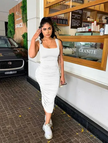 Vista 4 de BEAGIMEG Vestido sexy ajustado sin mangas para mujer, estilo casual, básico, para fiesta