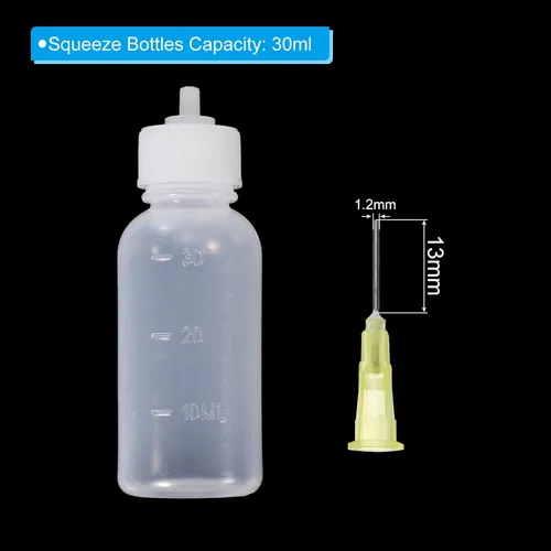 Vista 2 de PATIKIL Botellas aplicadoras de precisión de 1 oz, 10 botellas de 1.0 fl oz con punta de aguja, botellas pequeñas para apretar, mini botella