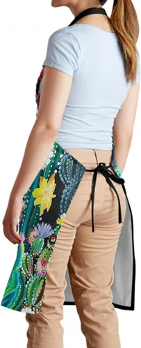 Vista 3 de Delantales para mujeres y hombres, delantal impermeable con 2 bolsillos, para peluquero, chef, cocinar, asar, accesorios de cocina, 28 x 33 pulgadas