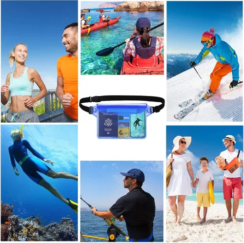 Vista 7 de AiRunTech Bolsa impermeable con correa para la cintura (paquete de 2) Accesorios de playa, la mejor manera de mantener tu teléfono y objetos
