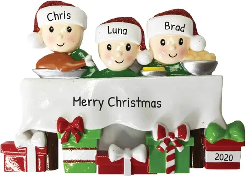 Vista 7 de Adorno de Navidad familiar personalizado – Adornos personalizados de familia de 6, adorno de Navidad personalizado para mesa de comedor familiar