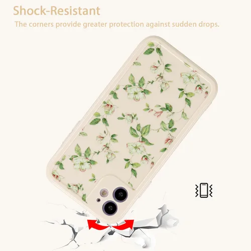 Vista 5 de ZTOFERA - Carcasa de silicona para iPhone 11 (6,1 pulgadas), diseño de flores, color beige