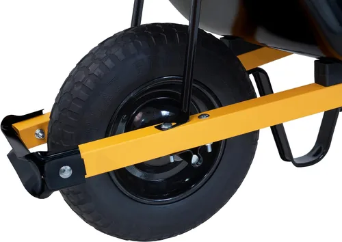 Vista 9 de Carretilla de acero True Temper con neumático nunca plano y asas de acero, 6 pies cúbicos