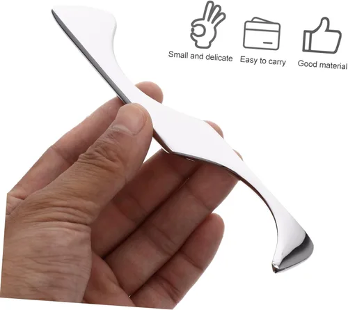 Vista 9 de FOMIYES Cuchillo para fascia de acero inoxidable, raspador de masaje, espátula facial, masajeador facial, raspador de masaje Guasha, herramientas
