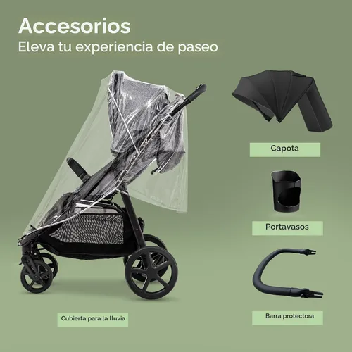 Vista 9 de Mompush Nova Cochecito de bebé para niños que gatean, bebés y recién nacidos Asiento espacioso y modo acostado Plegable con una sola mano, dosel