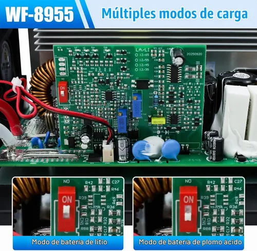 Vista 2 de Convertidor de potencia Wf-8955an actualizado con reconocimiento de plomo ácido y baterías de litio, convertidor Rv Wf-8955-Ad-Mba de 55 amperios