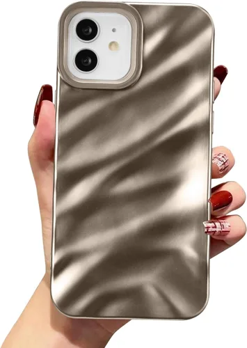 Vista 79 de QLTYPRI Funda compatible con iPhone 11, bonita funda con patrón de ondas de agua para niñas y mujeres, delgada, satinada, brillante, suave, de Beige