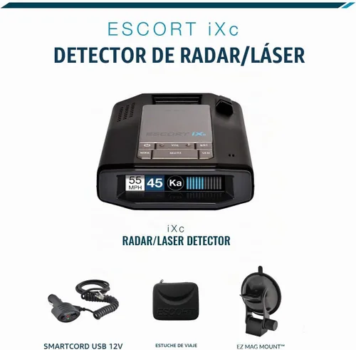 Vista 2 de Escort IXC - Detector de radar láser de rango extendido, compatible con coche conectado con Wifi, protección de aprendizaje automático, alertas