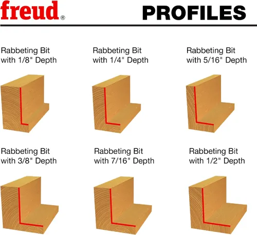 Vista 3 de Freud 32-526: Broca de escariado de 1/8", 1/4", 5/16", 3/8", 7/16", 1/2" de profundidad con rodamientos